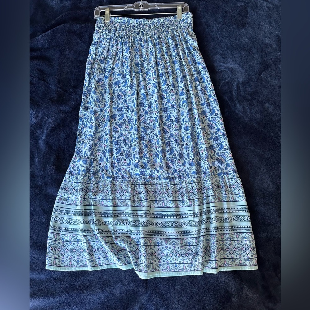 NWT JJill maxi skirt. XS, floral aqua multicolor - Picture 1 of 7